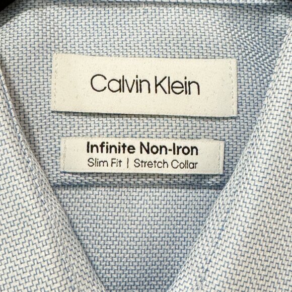 NEW (NWT) Calvin Klein Infinite Slim Fit Mini Texture Light Blue Dress Shirt - Picture 2 of 5